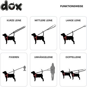 DDOXX Hundeleine Air Mesh, 3fach verstellbar, XS - 1,0 x 200 cm, rot - B-Ware sehr gut