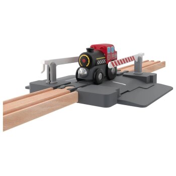 LUPILU® Verladekran / Tunnel / Bogenbrücke / Mechanischer Bahnübergang, 5-teilig / 7-teilig (Mechanischer Bahnübergang) - B-Ware neuwertig