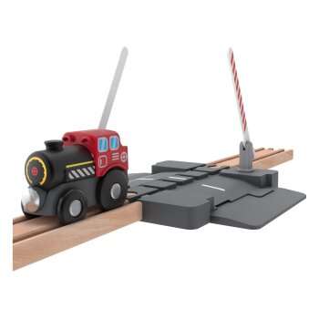 LUPILU® Verladekran / Tunnel / Bogenbrücke / Mechanischer Bahnübergang, 5-teilig / 7-teilig (Mechanischer Bahnübergang) - B-Ware neuwertig