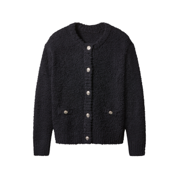 esmara® Damen Plüsch-Cardigan (Schwarz, S(36/38)) - B-Ware neuwertig