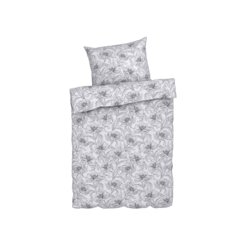 LIVARNO home Bettwäsche, aus Edel-Renforcé, 140 x 200 cm, Blumen/weiß/grau - B-Ware neuwertig