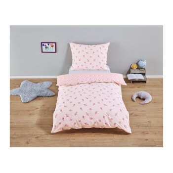 LIVARNO home Kinder-Bettwäsche, 140 x 200 cm, weiß/rosa - B-Ware neuwertig