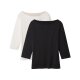 esmara® Damen Langarmshirt 3/4 Arm, 2 Stück (Schwarz/weiß, L(44/46)) - B-Ware neuwertig
