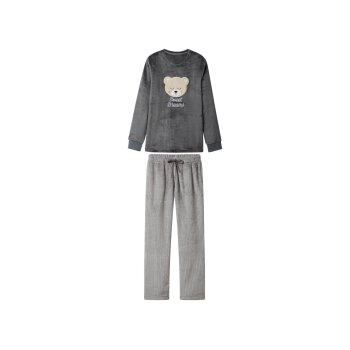 esmara® Damen Plüsch Pyjama (Grau, XS(32/34)) - B-Ware neuwertig