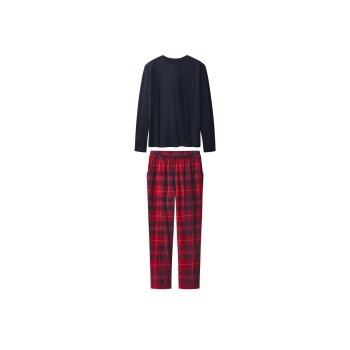 esmara® Damen Pyjama mit Hose aus Flanell (navy/red,...