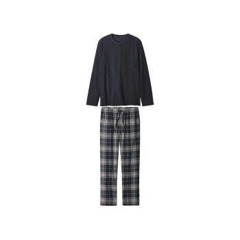 esmara Men Herren Pyjama mit Hose aus Flanell (Navy, M...