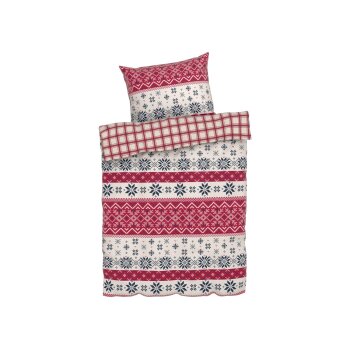 LIVARNO home Wendebettwäsche, aus Mikrofaser-Feinbiber, 140 x 200 cm, rot - B-Ware neuwertig