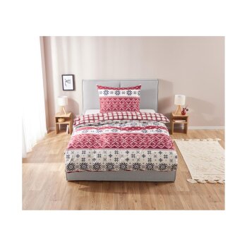 LIVARNO home Wendebettwäsche, aus Mikrofaser-Feinbiber, 140 x 200 cm, rot - B-Ware neuwertig