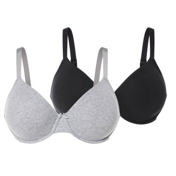 esmara® 2er Set Damen-Bügel-BHs, 90E, schwarz/grau - B-Ware sehr gut