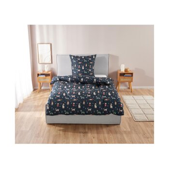 LIVARNO home Mikrofaser-Feinbiber-Wendebettwäsche, 135 x 200 cm (Navy) - B-Ware neuwertig