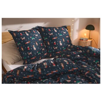 LIVARNO home Mikrofaser-Feinbiber-Wendebettwäsche, 155 x 220 cm (Navy) - B-Ware neuwertig