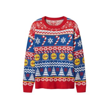 Damen Strickpullover (rot/weiß/blau, S(36/38)) -...