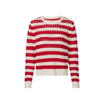 esmara® Damen Pullover in Strukturstreifen-Strick (rot gestreift, XL(48/50)) - B-Ware neuwertig