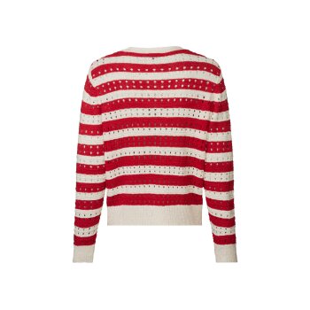 esmara® Damen Pullover in Strukturstreifen-Strick (rot gestreift, XL(48/50)) - B-Ware neuwertig