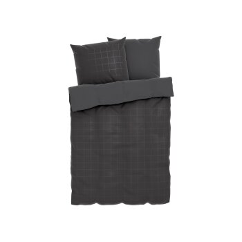 LIVARNO home Satin-Wendebettwäsche, 220 x 200 cm, kariert/anthrazit - B-Ware sehr gut