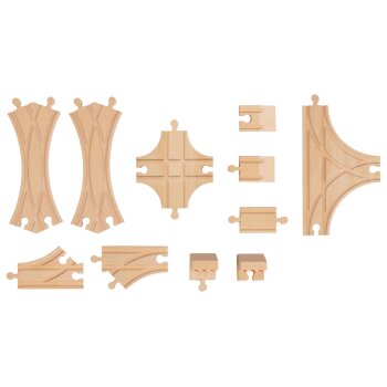 LUPILU® Schienen-Set, 16-teilig / Weichen-Set, 11-teilig (Weichen Strecken Set) - B-Ware sehr gut