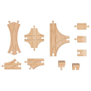 LUPILU® Schienen-Set, 16-teilig / Weichen-Set, 11-teilig (Weichen Strecken Set) - B-Ware sehr gut
