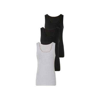 esmara® 3er Set Damen-Achselhemden, S, schwarz/grau -...