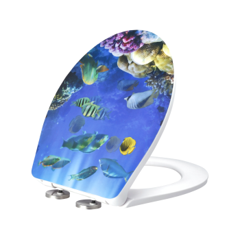 LIVARNO® WC-Sitz, aus Duroplast, mit Absenkautomatik, Fische - B-Ware neuwertig