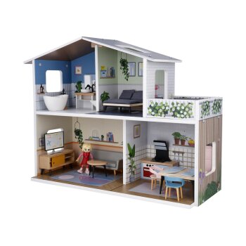 lupilu® Holz-Puppenhaus, 28-teilig - B-Ware neuwertig