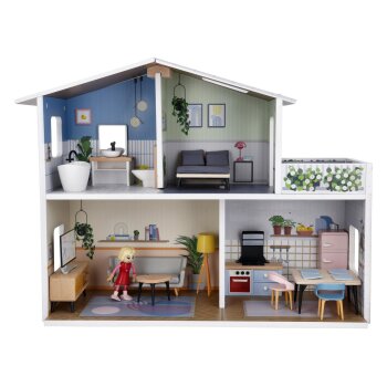 lupilu® Holz-Puppenhaus, 28-teilig - B-Ware neuwertig