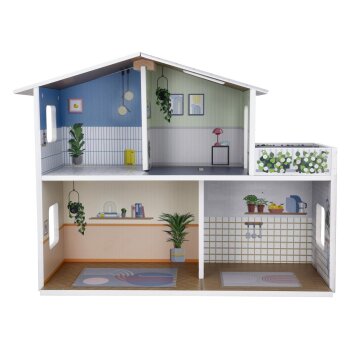 lupilu® Holz-Puppenhaus, 28-teilig - B-Ware neuwertig