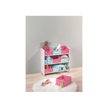 LIVARNO home Aufbewahrungsregal mit 9 herausnehmbaren Textilboxen (Rosa) - B-Ware Transportschaden Kosmetisch