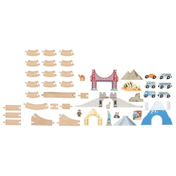 lupilu® Holzeisenbahn-Set, Weltreise - B-Ware neuwertig