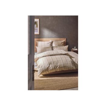 LIVARNO home Bettwäsche, aus Feinbiber, 260 x 240 cm, kariert/braun - B-Ware sehr gut