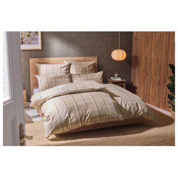 LIVARNO home Bettwäsche, aus Feinbiber, 260 x 240 cm, kariert/braun - B-Ware sehr gut