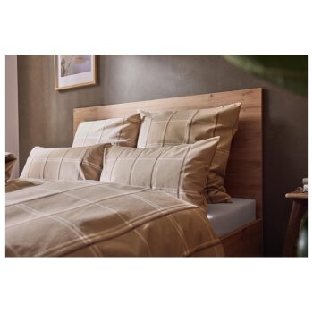 LIVARNO home Bettwäsche, aus Feinbiber, 260 x 240 cm, kariert/braun - B-Ware sehr gut