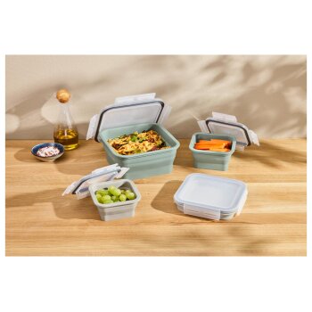 SILVERCREST® Faltbare Frischhaltedosen / Lunchbox (Quadrat 4tlg.) - B-Ware sehr gut