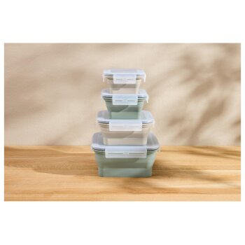 SILVERCREST® Faltbare Frischhaltedosen / Lunchbox (Quadrat 4tlg.) - B-Ware sehr gut