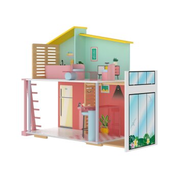Playtive Holz Fashion Doll Puppenhaus, 8-teilig - B-Ware