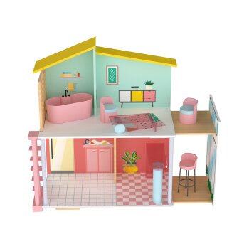 Playtive Holz Fashion Doll Puppenhaus, 8-teilig - B-Ware