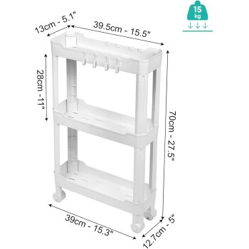 Ribelli Organisationsregal, mit 3 Ebenen, 13,5 cm, weiß - B-Ware neuwertig
