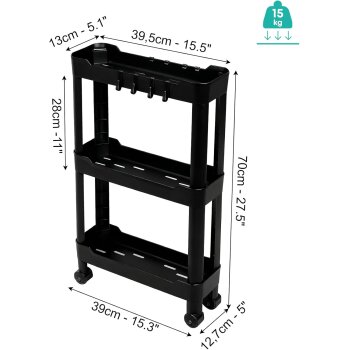 Ribelli Organisationsregal, mit 3 Ebenen, 13,5 cm, schwarz - B-Ware sehr gut