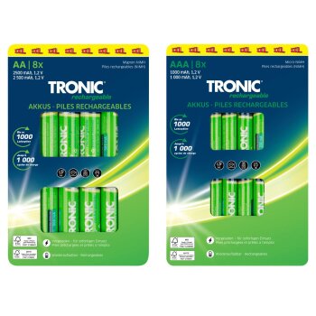 TRONIC® Akkus, 8 Stück - B-Ware