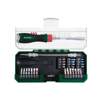 PARKSIDE® Ratschen-Schraubendreher Bit-Set, in praktischer Kunststoffbox - B-Ware Transportschaden Kosmetisch