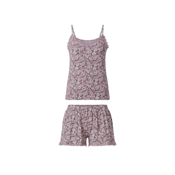 esmara® Damen-Pyjama, V-Ausschnitt, S, rosa/lila - B-Ware neuwertig