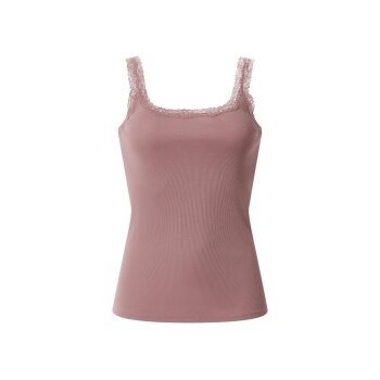 esmara® Damen Gerippte Tops mit Spitze, 3 Stück (dunkelrosa/hellrosa/weiß, S(36/38)) - B-Ware neuwertig