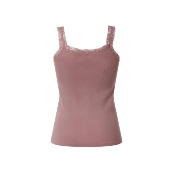 esmara® Damen Gerippte Tops mit Spitze, 3 Stück (dunkelrosa/hellrosa/weiß, S(36/38)) - B-Ware neuwertig