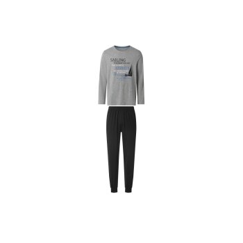 esmara Men Herren Pyjama (grau/schwarz, S (44/46)) -...
