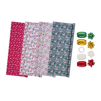 crelando® Geschenkpapier-Set (rot/grün/weiß) - B-Ware neuwertig