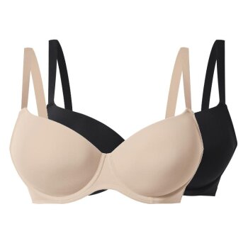 esmara® 2er Set Bügel-BHs, 90D, schwarz/beige -...