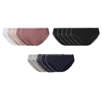 esmara® Damen Gerippte Slips mit Spitze, 5 Stück...