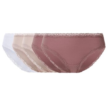 esmara® Damen Gerippte Slips mit Spitze, 5 Stück...