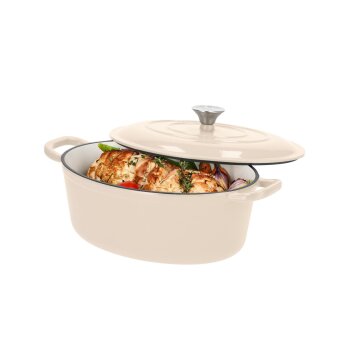 SILVERCREST® Gusseisen-Bräter (Beige) - B-Ware Transportschaden Kosmetisch