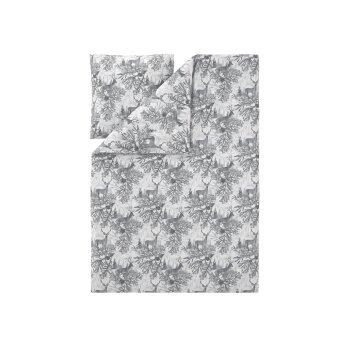 LIVARNO® Feinbiber-Bettwäsche, 135 x 200 cm (Weiß/Grau) - B-Ware neuwertig