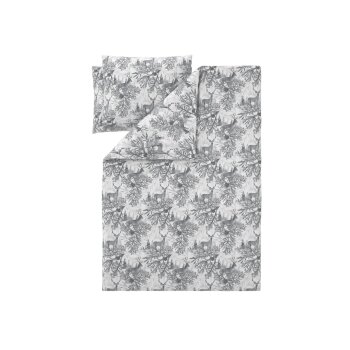 LIVARNO® Bettwäsche, aus Feinbiber, 200 x 220 cm, weiß/grau - B-Ware neuwertig